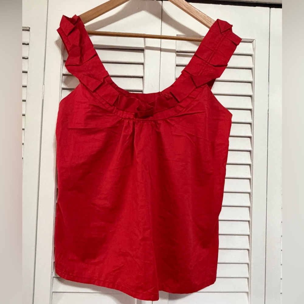 Zara Vibrant Red Ruffle Strap Blouse
